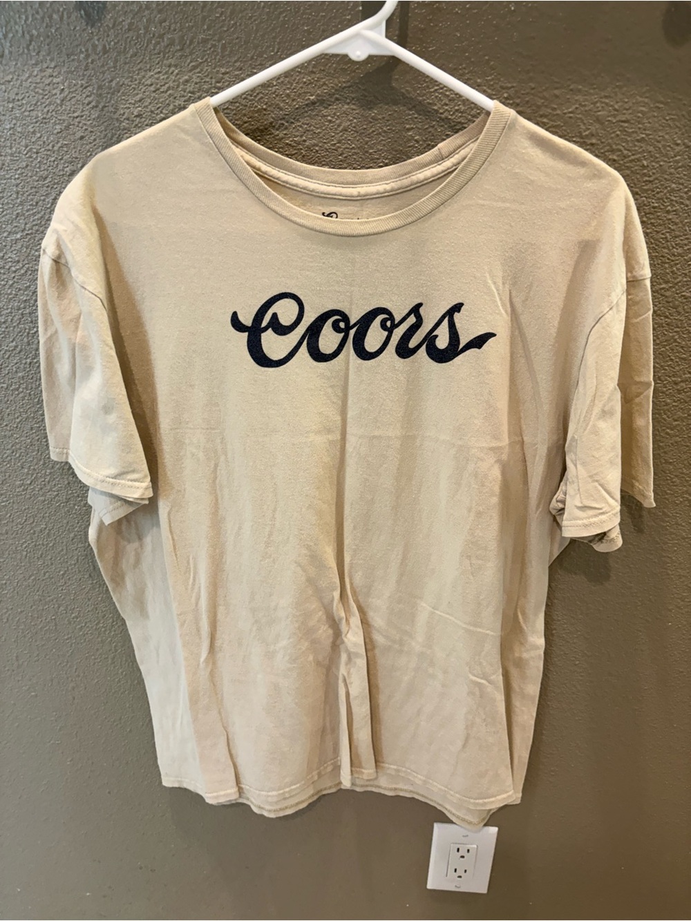 Coors Logo Graphic Tee in Beige with Navy Print